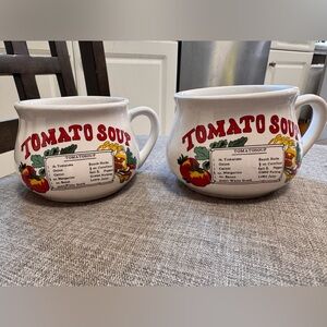 Tomato Soup Ceramic Bowls - White and Red